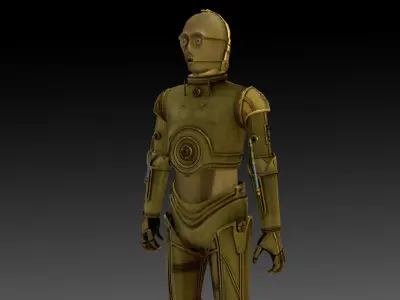 C3PO 3D Model  Humanoid AI Star Wars Low-poly 3D model