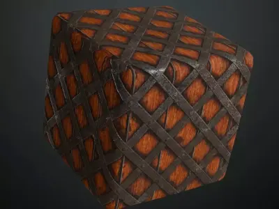 Heavy Industrial Steel Mesh on Wood PBR Seamless Texture