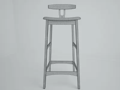 JATI WOOD STOOL Low-poly 3D model