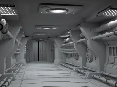 3D sci-fi interior model 3D model