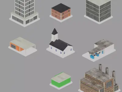 Low Poly City Pack Game Ready Buildings Low-poly 3D model