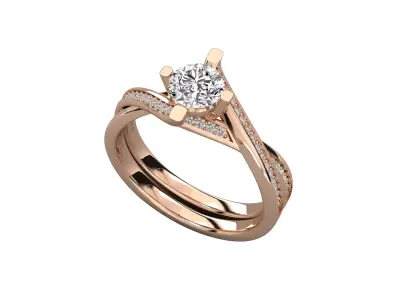Women Light Weight Solitare Diamond Wedding Ring   16 3D print model
