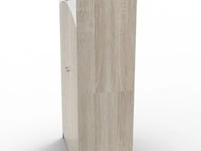 Four Door Wardrobe 3D Model with Curved Panel Accent Free 3D model