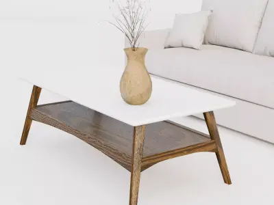 Soft Sofa and Coffee Table Interior Set Low-poly 3D model