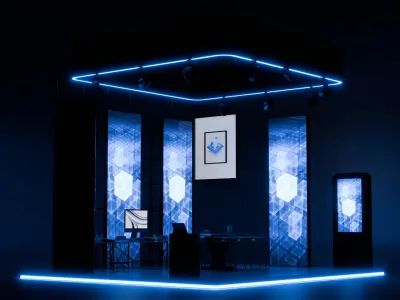 Modern Exhibition Booth 3D Model  High-Quality Trade Show Stand 3D model