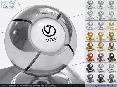 Architectural Vray materials for 3ds Max - Metal 3D model