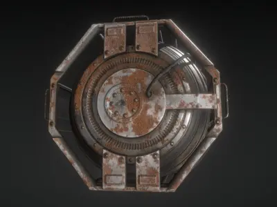 Futuristic Backup Generator Rusty Version - 8K PBR Low-poly 3D model