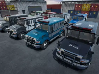 Armored security truck unity asset Low-poly 3D model