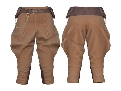 Officer Western Expeditor Archaeologist Explorer Pants Outfit Low-poly 3D model