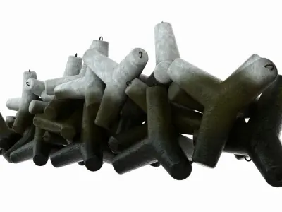 Tetrapod set concrete sculpture Low-poly 3D model