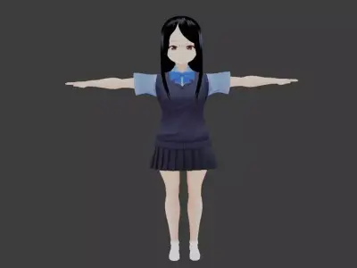 SciFi 3d anime kawaii girl character c12 Low-poly 3D model