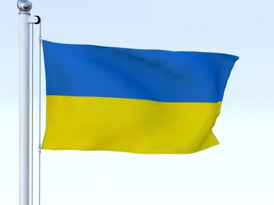 Animated Ukraine Flag Low-poly 3D model