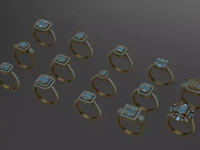 14 Wedding and engagement Ring light version 3D print model