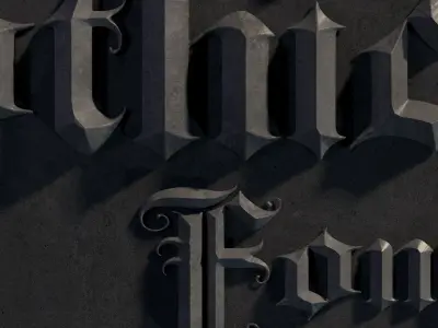 Elegant medieval gothic letter A-Z 3D model