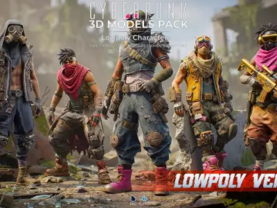 Cyberpunk Street Raiders LowPoly Low-poly 3D model