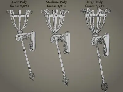 Gothic Wall Torch 01 - Game Ready Free low-poly 3D model