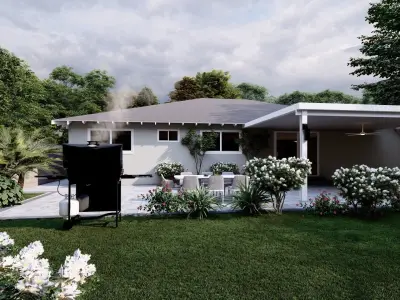 3D Exterior Scene 3D model design garden and landscape  3D model 4