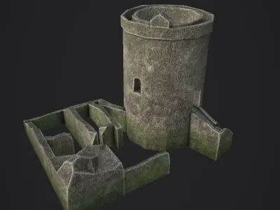 Orchardton Tower Low-poly 3D model