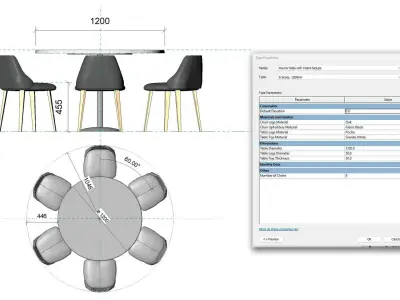 Parametric Revit Round Table Chair Configuration Setups Family 3D model