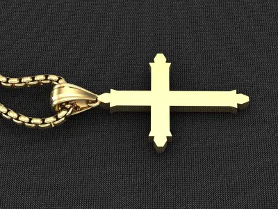 High Cross Pendant Light Gold 18K 3CP060 3D model