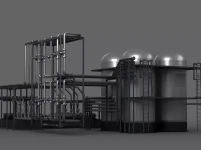 platform factory industrial tower nuclear gas construction  3D model