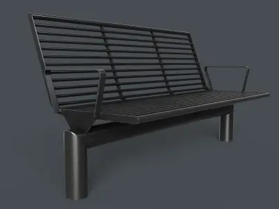 Metal Modern Bench 23 PBR Game Ready Low-poly 3D model