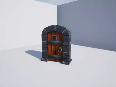 Low Poly Medieval Door Low-poly 3D model