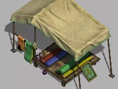 Beijing City Street - cloth stalls 3D model