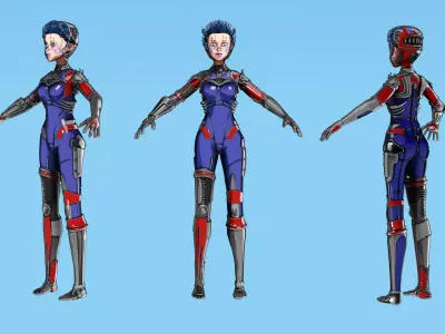 ARC Combat animation Red vs Blue Low-poly 3D model