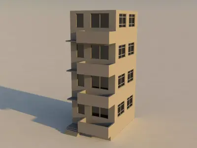 Modern 4 Story Building 3D model