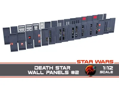 Death Star Wall Panel - 2 - 1-12 scale Blackseries 3D Model Pack