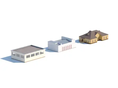 Set of Three Small Utility and Residential Buildings 3D model