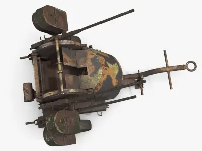  Rusted Abandoned WWII Quad Mounted Anti-Aircraft Gun 