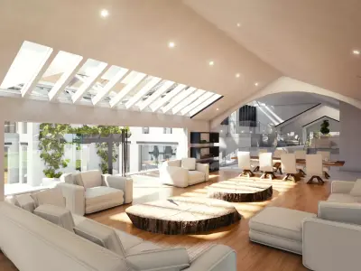 Blender Eevee Modern Mansion Low-poly 3D model