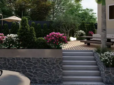 3D Exterior Scene 3D model design garden and landscape 3D 3D model order