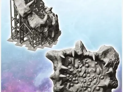 Acid puddle with alien creature with teeth 8 - Future Sci-Fi SF  3D print model