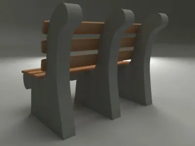 Bench made of concrete and wood 3D model