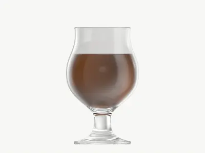 Beer glass with foam 07 3D model