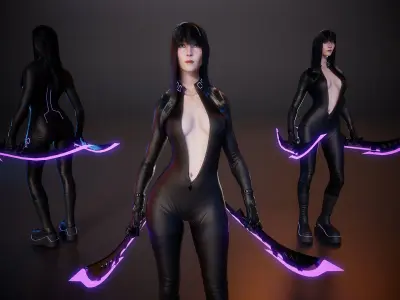 Cyber Girl Nicoletta - Game Ready Low-poly 3D model