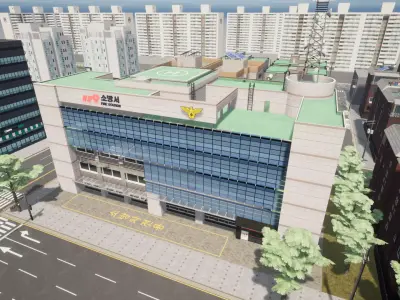 Korean Modular FireStation Low-poly 3D model