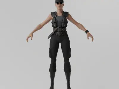 Sarah Connor Rigged Low-poly 3D model