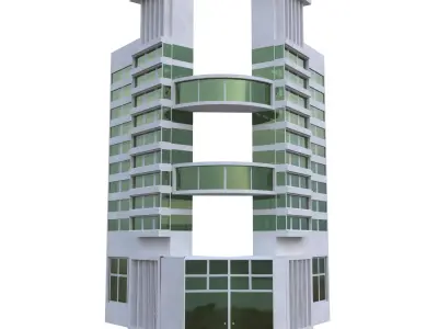H-Shape Modern Office Building High Quality PBR Low-poly 3D model