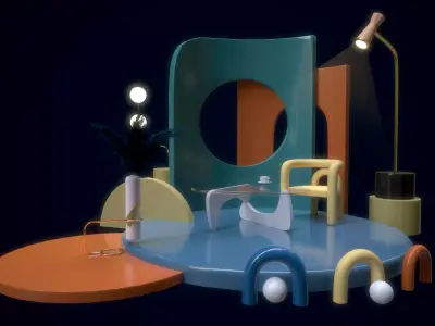 Colorful Room Low-poly 3D model