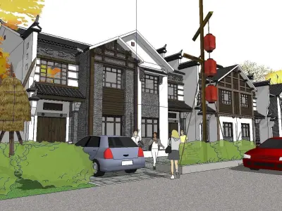 Bed and Breakfast - architecture along the street 3D model