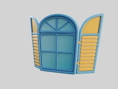 Cartoon Window 21b Low-poly 3D model