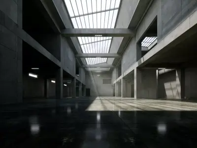 Brutalist Lightwell Atrium - Architectural Background - V3U5 Low-poly 3D model