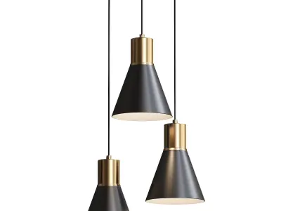 JONATHAN Y Apollo 3-Light Metal Cluster LED Pendant 3D model