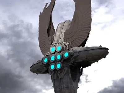 Floating Angel monolith Sci-fi Base  3D model