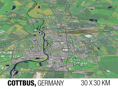 Cottbus Germany 30x30km 3D City Map 3D model