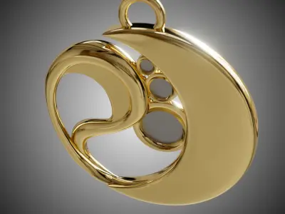 Luxurious 3D Printable Golden Pendant with Pearls 3D print model